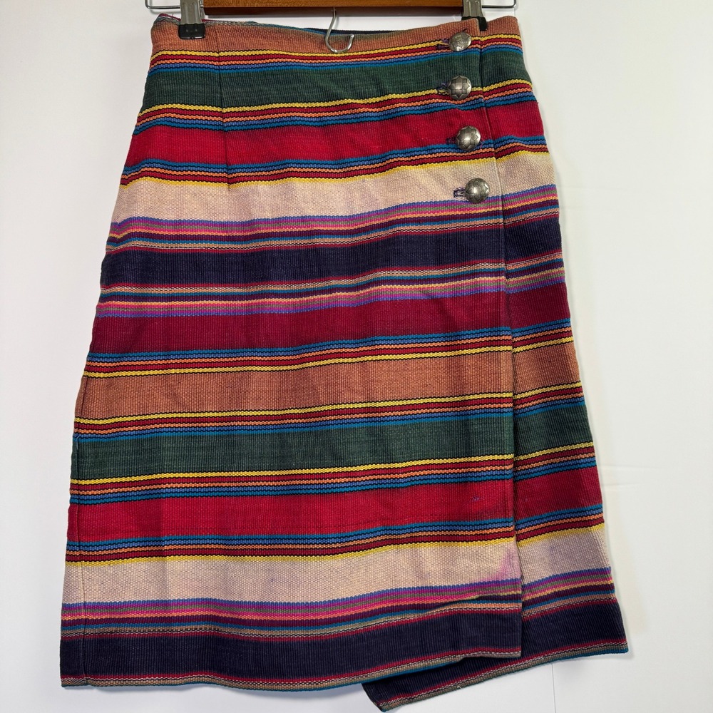 Bentley Arbuckle Vintage Striped Woven Cotton Wrap Skirt Multi Color Size 10